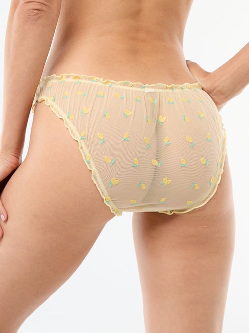 Tulle slip met all-over geborduurde citroenen - Kiabi