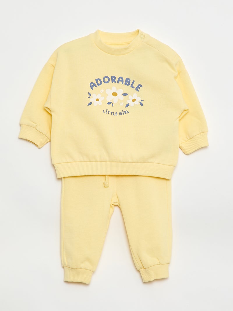 Twee setjes - Katoenen trui + broek Geel - Kiabi