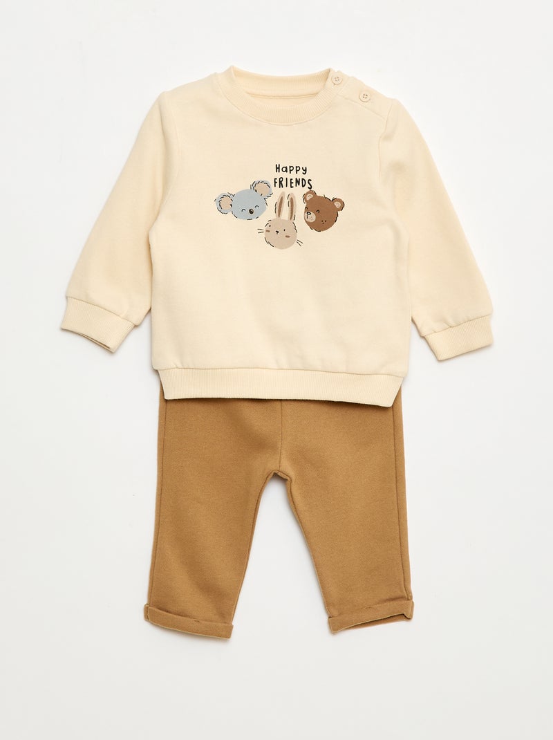 Tweedelig setje - Sweater + broek Wit - Kiabi