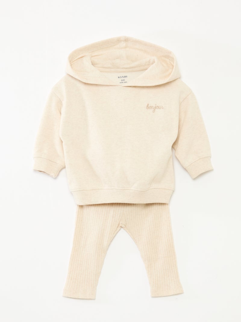 Tweedelig setje - Sweater + legging Biege - Kiabi