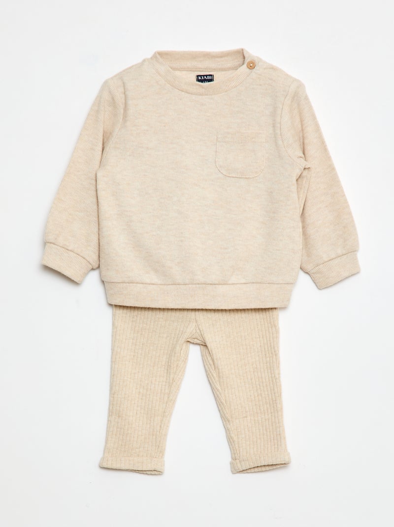 Tweedelig setje - Sweater + legging Biege - Kiabi