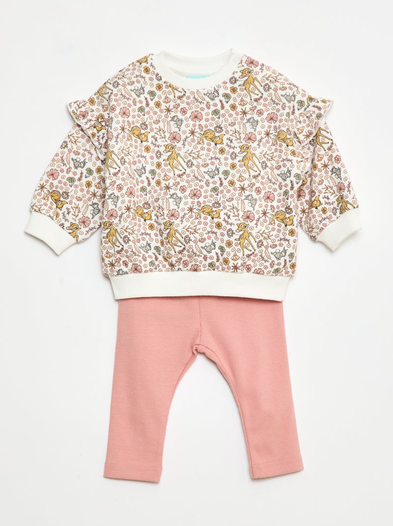 Tweedelig setje - Sweater + legging 'Disney' Wit - Kiabi