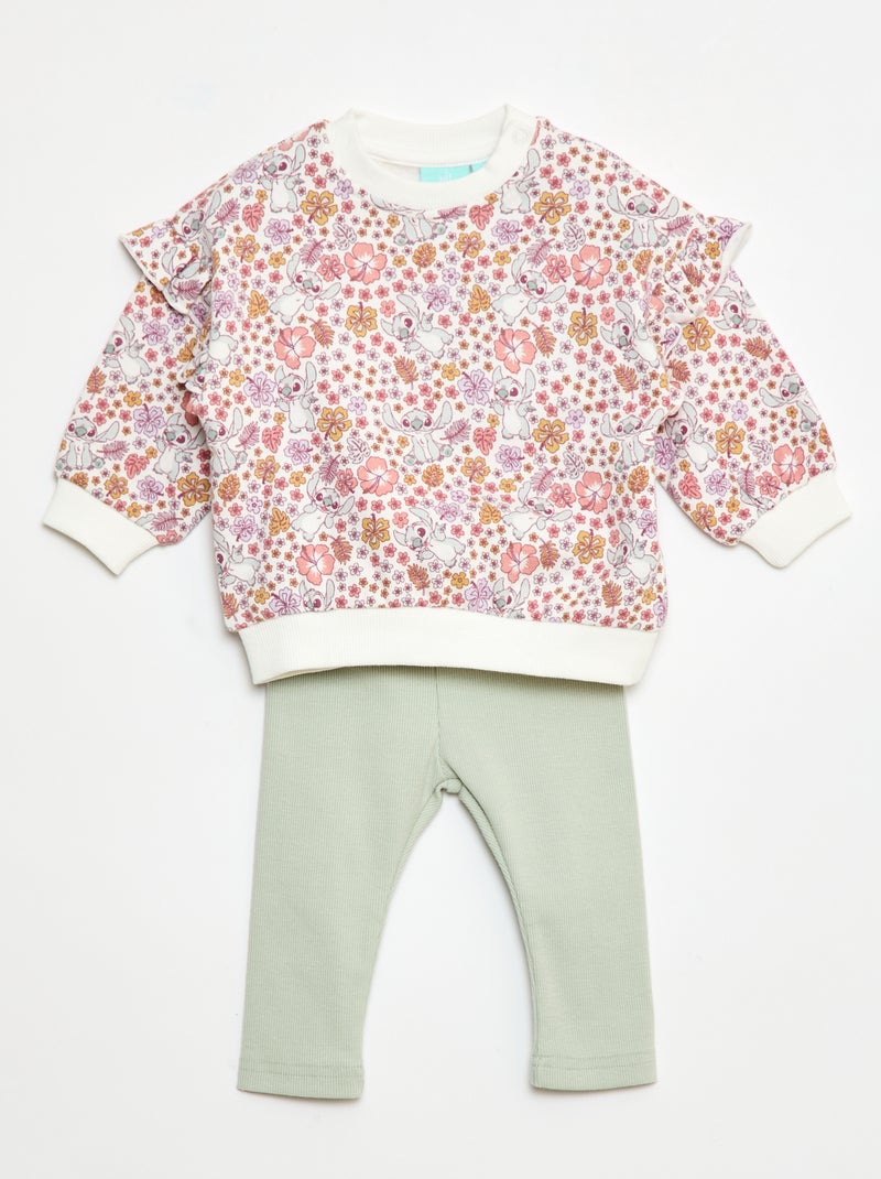 Tweedelig setje - Sweater + legging 'Disney' Wit - Kiabi