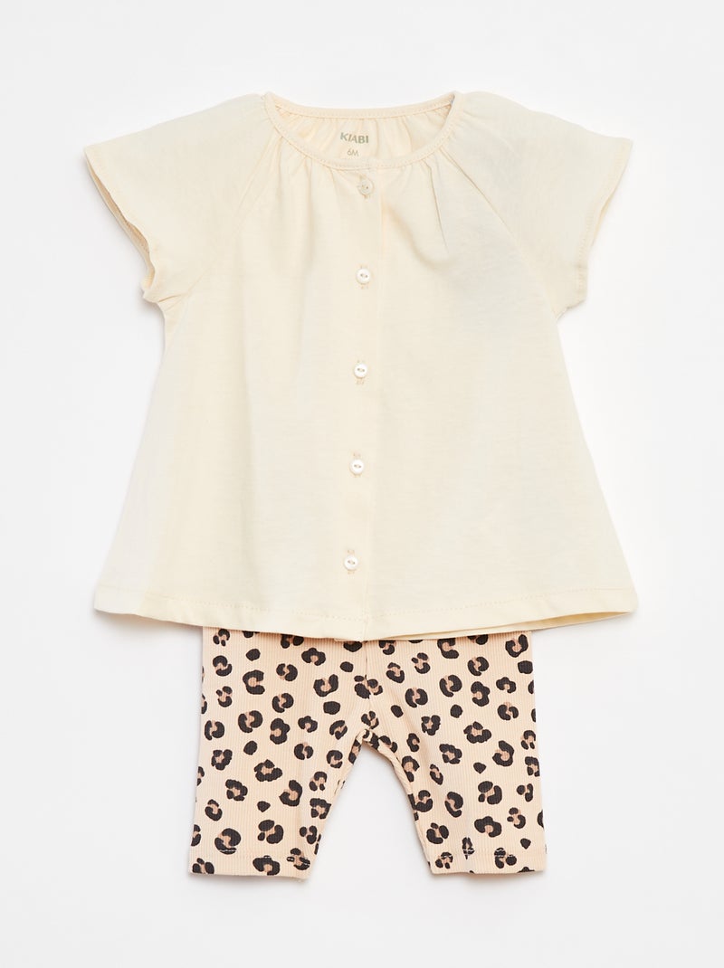 Tweedelig setje: T-shirt + legging met print BIEGE - Kiabi