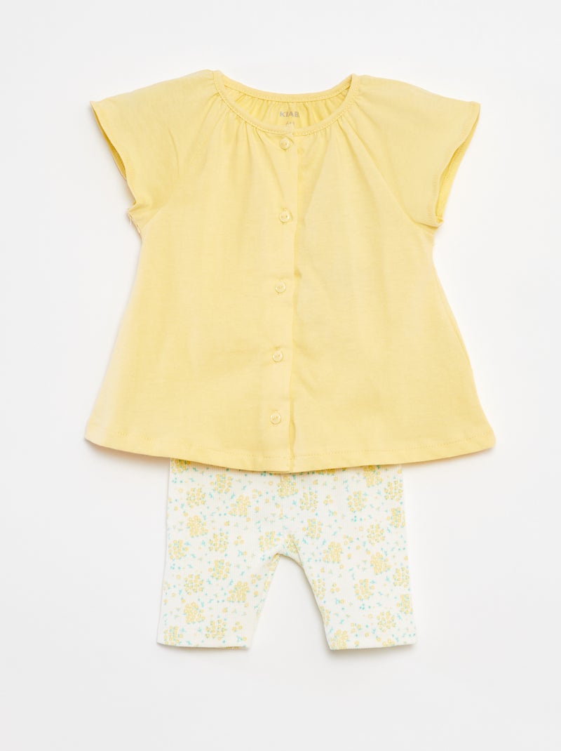 Tweedelig setje: T-shirt + legging met print WIT - Kiabi