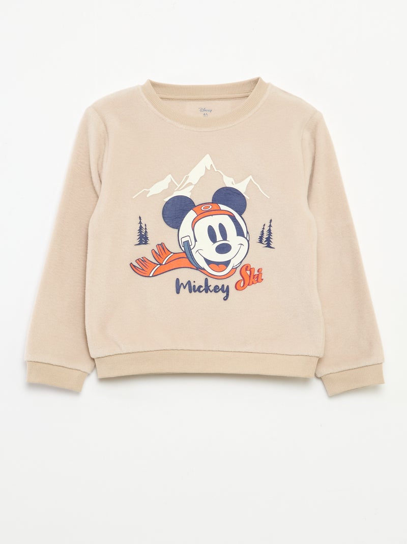 Tweedelige Disney pyjama van fleecestof met Mickey-print Biege - Kiabi