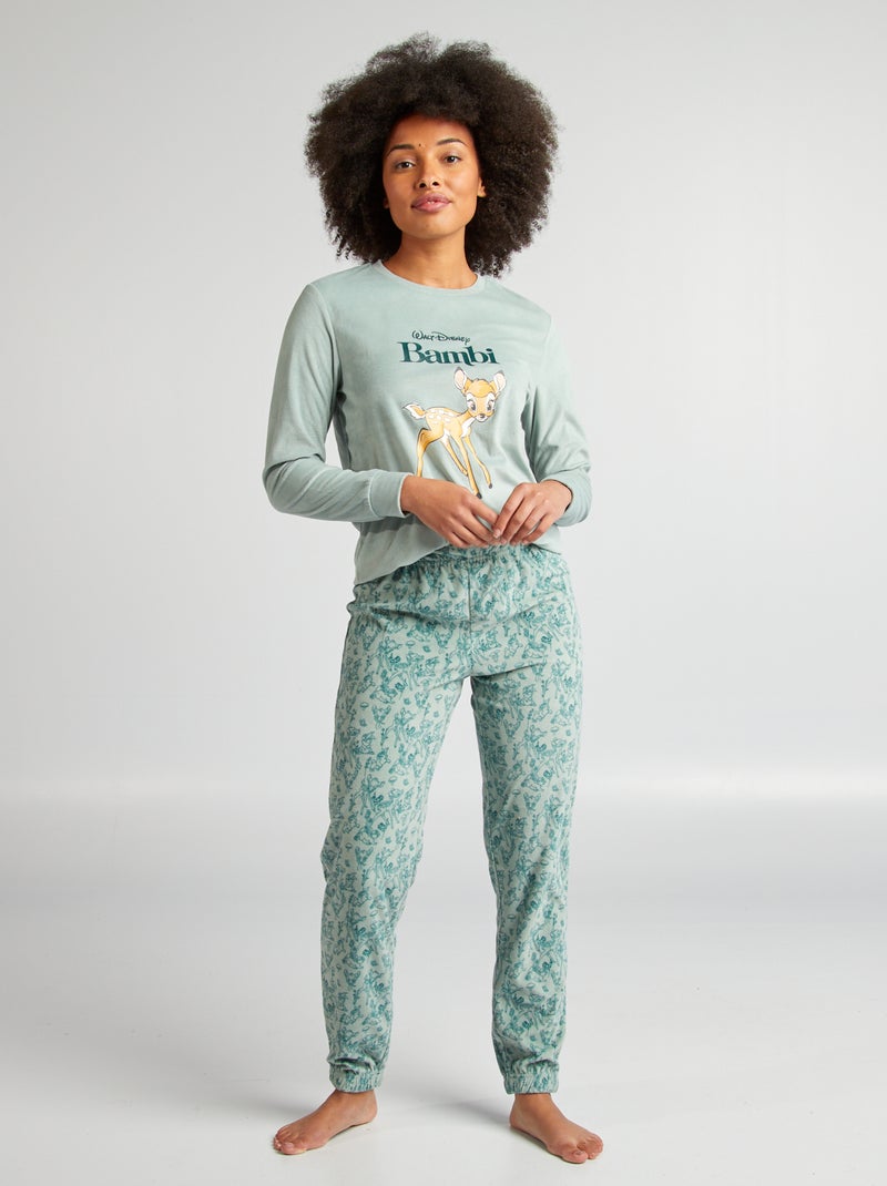 Tweedelige fleece pyjama 'Bambi' GROEN - Kiabi