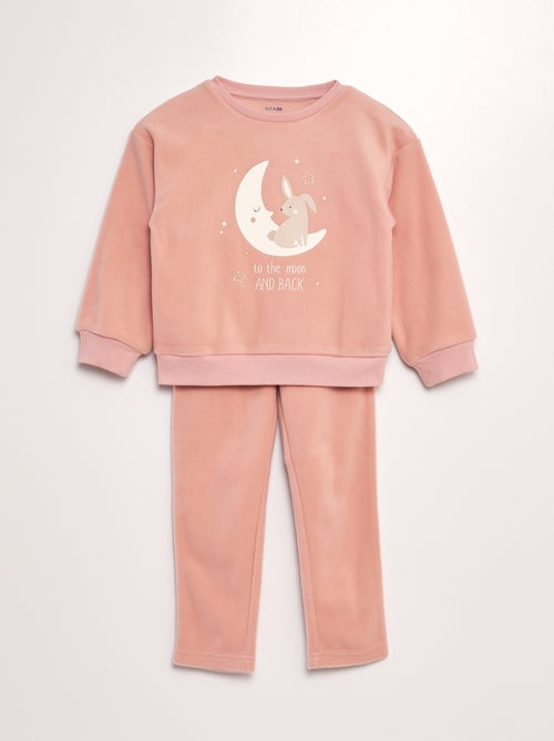 Tweedelige fleece pyjama met print - T-shirt + broek - 2-delig - Kiabi