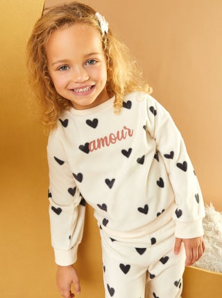 Tweedelige fleece pyjama met print - T-shirt + broek - 2-delig