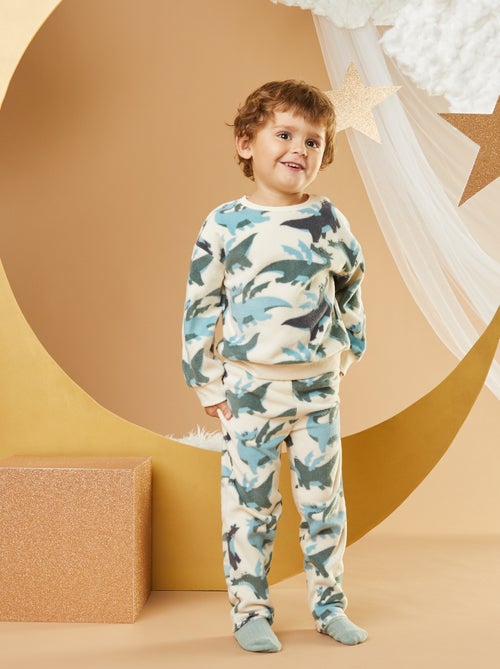 Tweedelige fleece pyjama met print - T-shirt + broek - 2-delig - Kiabi