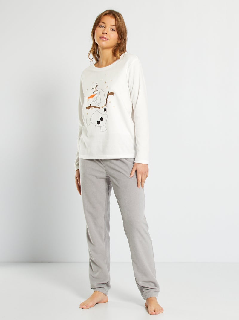Tweedelige fleece pyjama 'Olaf' WIT - Kiabi