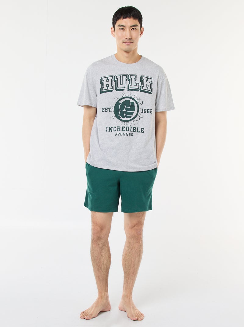 Tweedelige, katoenen Marvel-pyjama met De Hulk-print Grijs - Kiabi