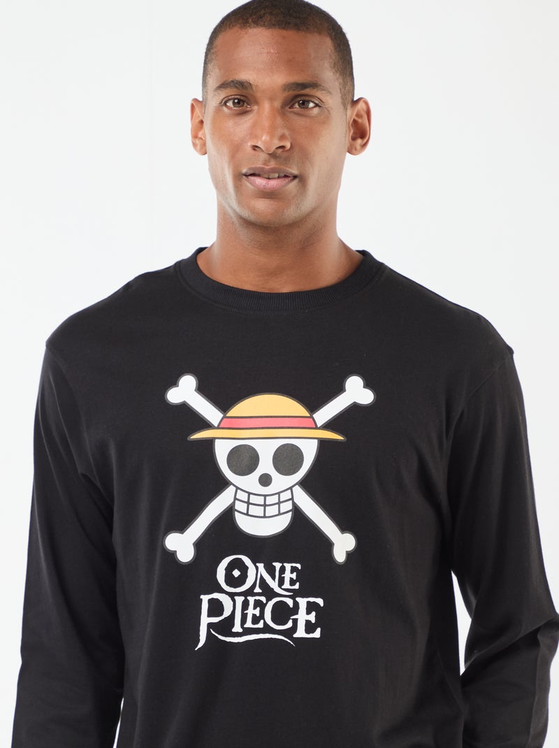 Tweedelige, katoenen One Piece-pyjama Zwart - Kiabi