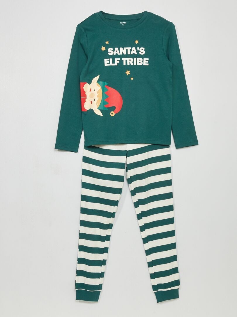 Tweedelige, katoenen pyjama GROEN - Kiabi