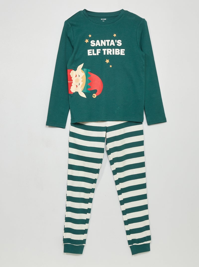 Tweedelige, katoenen pyjama GROEN - Kiabi