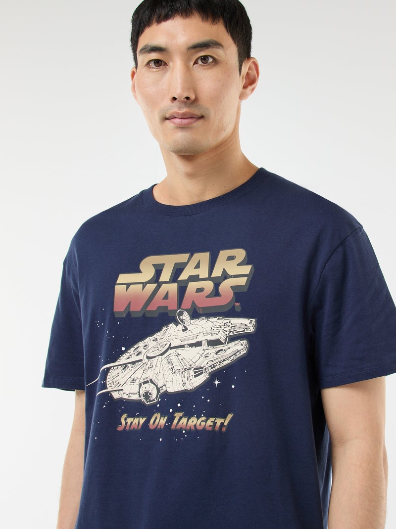 Tweedelige, katoenen Starwars-pyjama Blauw - Kiabi