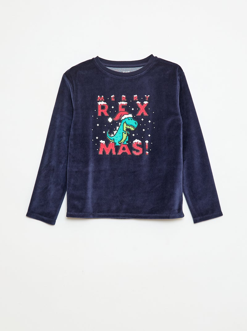 Tweedelige kerstpyjama met muts Blauw - Kiabi
