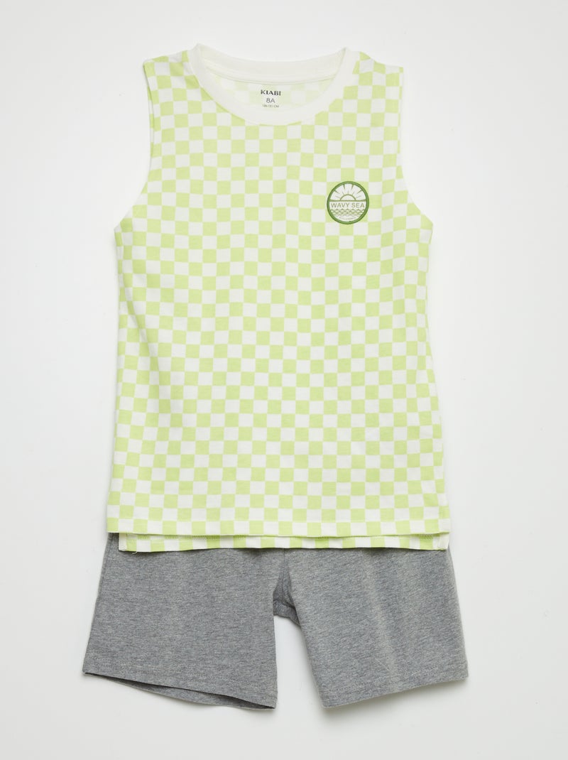 Tweedelige, korte pyjama - 2-delig GROEN - Kiabi