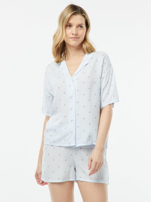 Tweedelige korte pyjama - Blouse + broek met print - Kiabi
