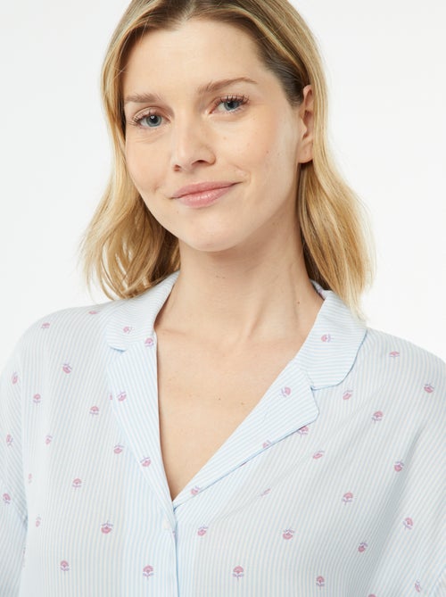 Tweedelige korte pyjama - Blouse + broek met print - Kiabi