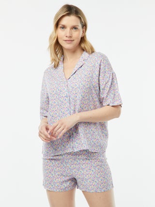 Tweedelige korte pyjama - Blouse + broek met print