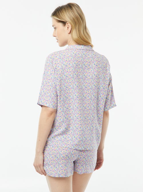 Tweedelige korte pyjama - Blouse + broek met print - Kiabi