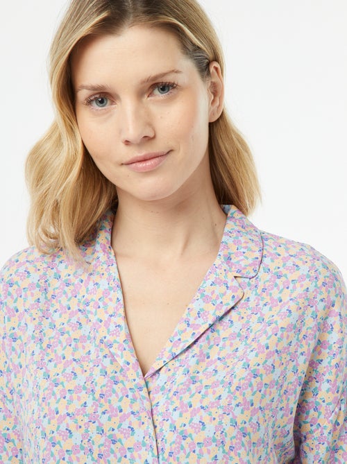 Tweedelige korte pyjama - Blouse + broek met print - Kiabi