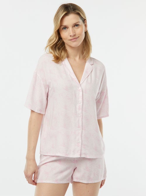 Tweedelige korte pyjama - Blouse + broek met print - Kiabi