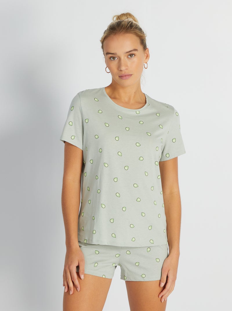 Tweedelige korte pyjama GROEN - Kiabi