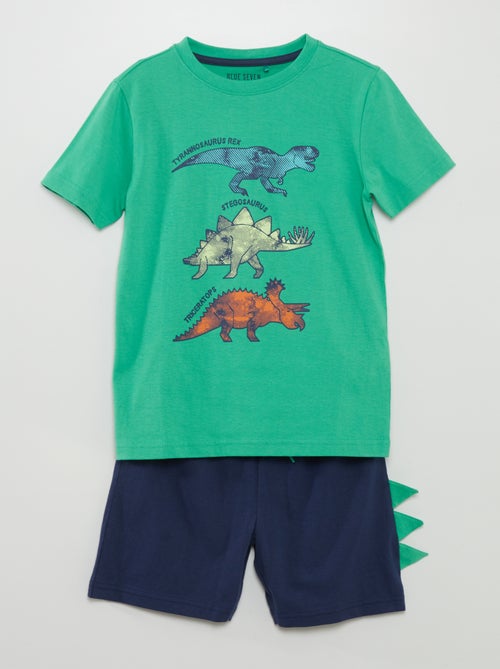 Tweedelige, korte pyjama met dinosaurusprint - 2-delig - Kiabi