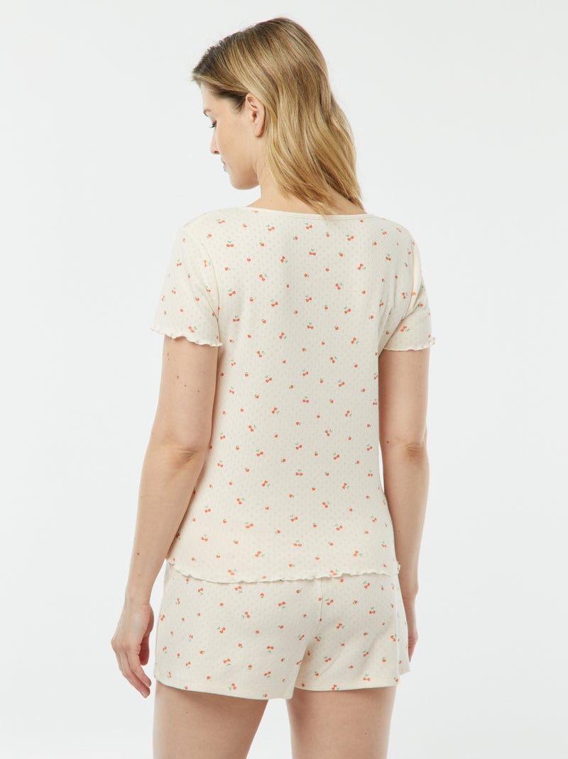Tweedelige korte pyjama met fijn ajourmotiefje ROSE - Kiabi