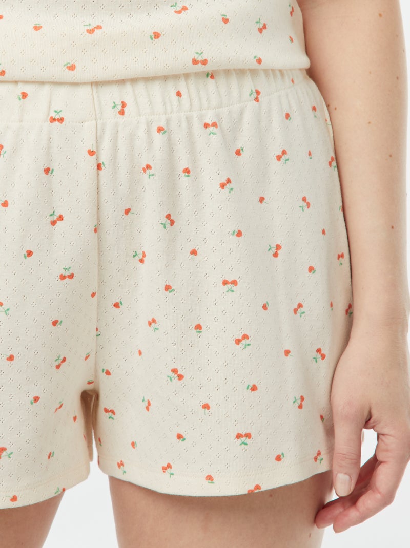 Tweedelige korte pyjama met fijn ajourmotiefje ROSE - Kiabi