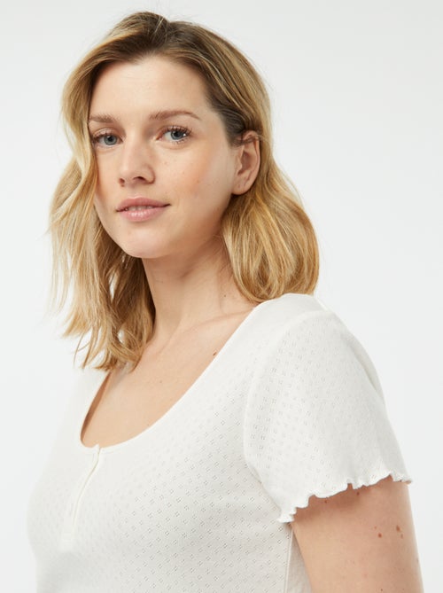 Tweedelige korte pyjama met fijn ajourmotiefje - Kiabi