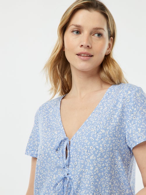 Tweedelige korte pyjama met geknoopt T-shirt - Kiabi