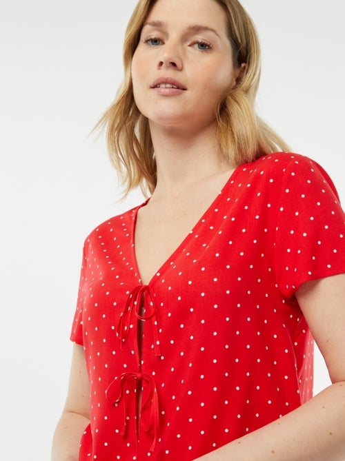 Tweedelige korte pyjama met geknoopt T-shirt - Kiabi