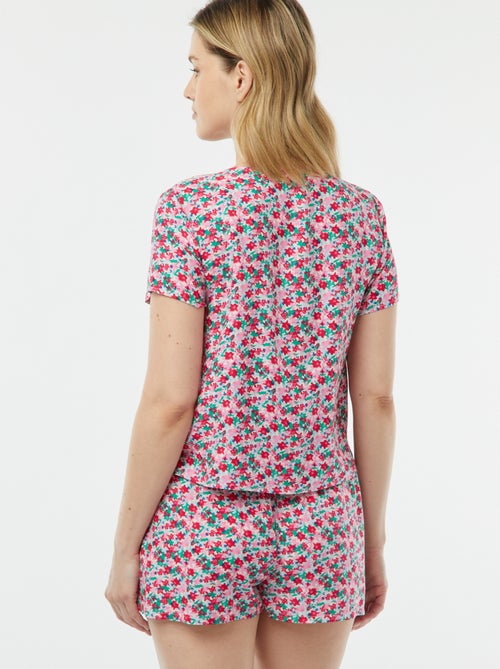 Tweedelige korte pyjama met geknoopt T-shirt - Kiabi