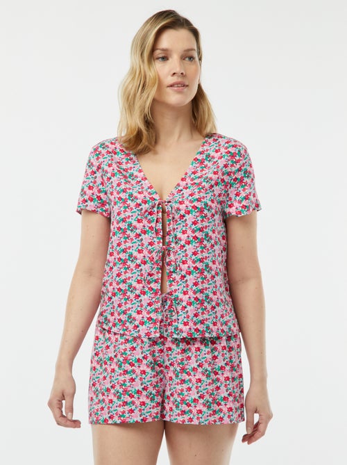 Tweedelige korte pyjama met geknoopt T-shirt - Kiabi