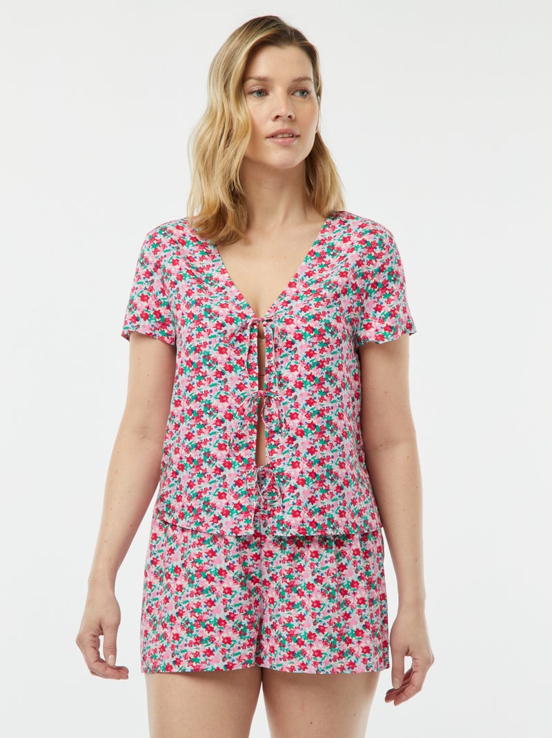 Tweedelige korte pyjama met geknoopt T-shirt ROSE - Kiabi