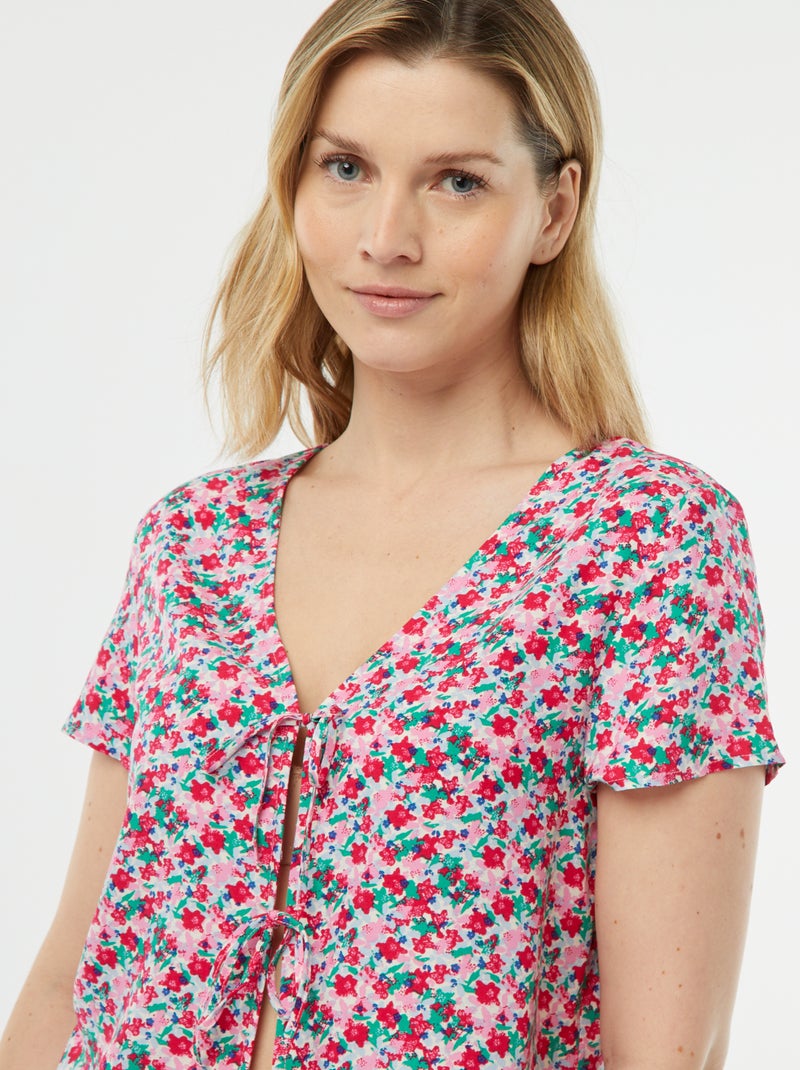 Tweedelige korte pyjama met geknoopt T-shirt ROSE - Kiabi