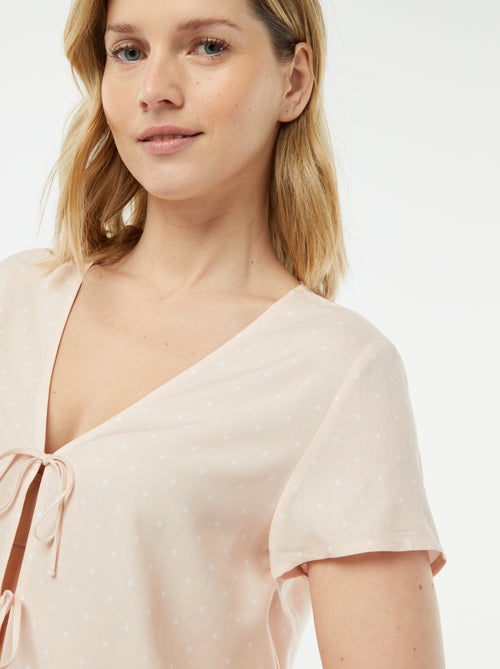 Tweedelige korte pyjama met geknoopt T-shirt - Kiabi