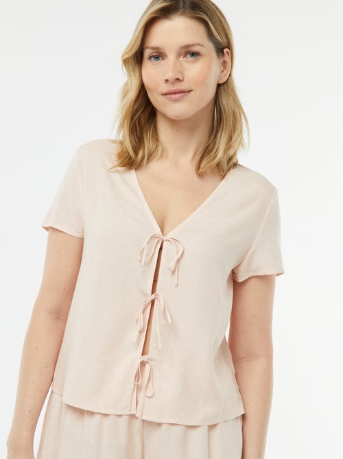 Tweedelige korte pyjama met geknoopt T-shirt - Kiabi