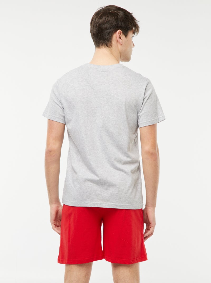 Tweedelige korte pyjama met leuke print GRIJS - Kiabi