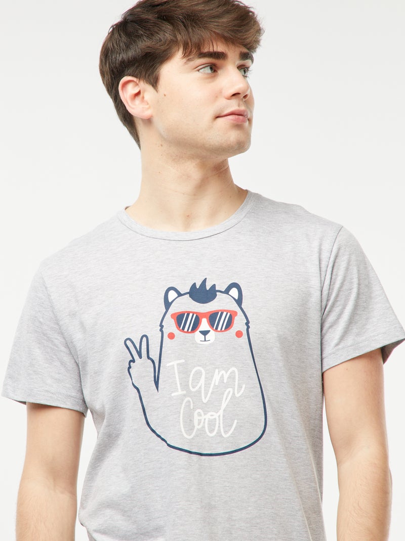 Tweedelige korte pyjama met leuke print GRIJS - Kiabi