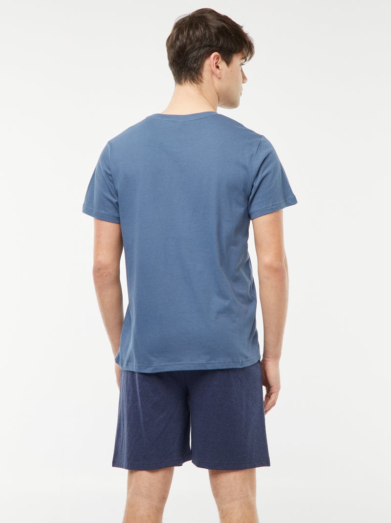 Tweedelige korte pyjama met ninjaprint BLAUW - Kiabi