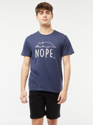 Tweedelige korte pyjama met opschrift