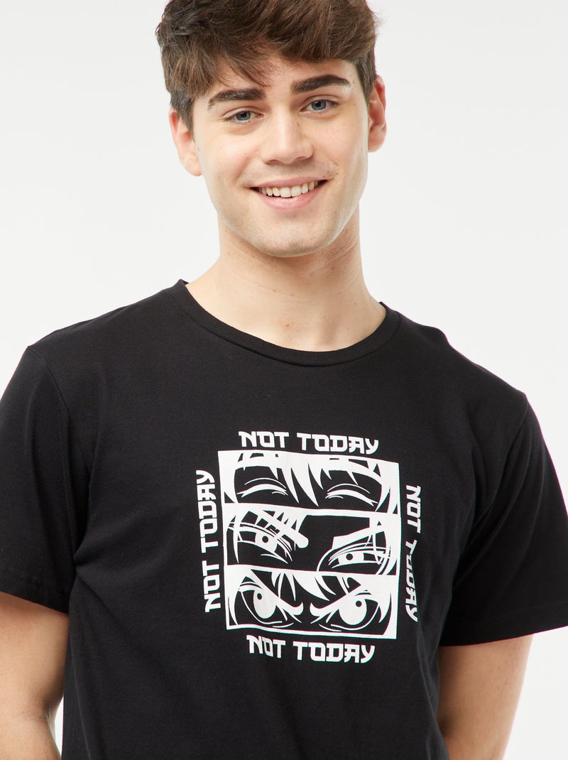 Tweedelige korte pyjama met print ZWART - Kiabi