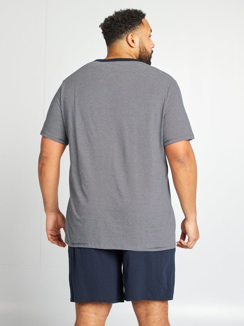 Tweedelige, korte pyjama met T-shirt + short - 2-delig BLAUW - Kiabi