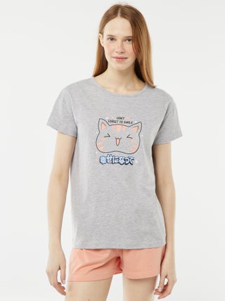Tweedelige, korte pyjama met T-shirt + short - 2-delig
