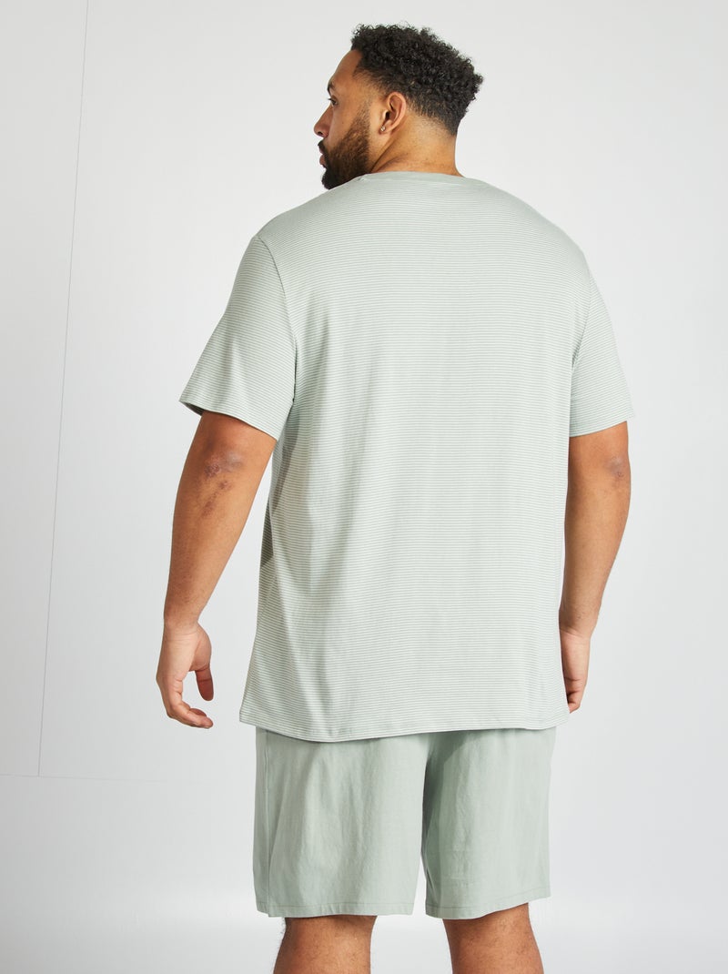 Tweedelige, korte pyjama met T-shirt + short - 2-delig GROEN - Kiabi