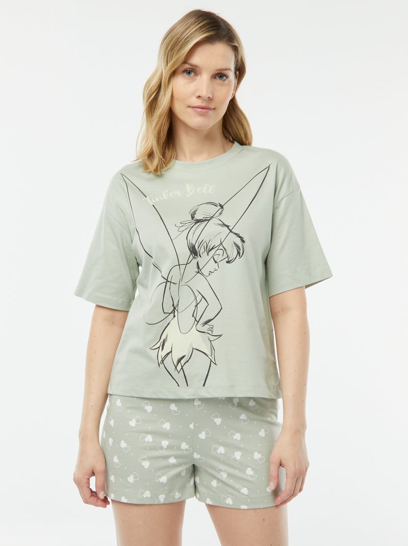 Tweedelige korte pyjama met 'Tinkelbel'-print GROEN - Kiabi